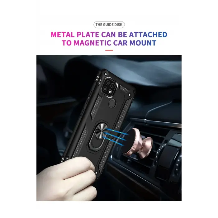 Lopard Realme C21 Kılıf Sofya Yüzüklü Silikon Kapak - Siyah