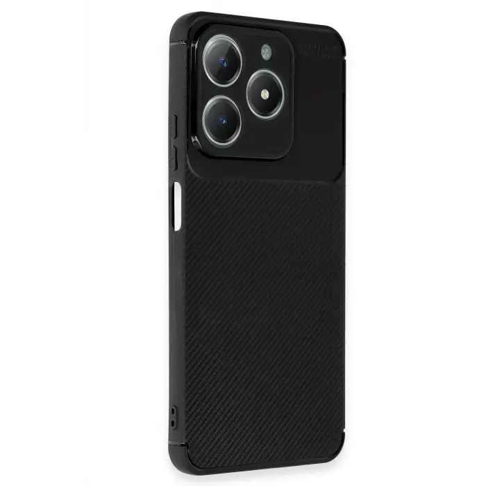 Lopard Realme C61 Kılıf Auto Focus Karbon Kapak - Siyah
