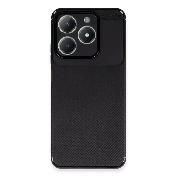 Lopard Realme C61 Kılıf Auto Focus Karbon Kapak - Siyah