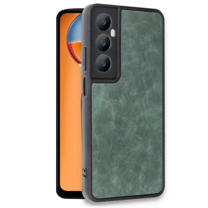 Lopard Realme C65 Kılıf Aras Deri Kapak - Koyu Yeşil