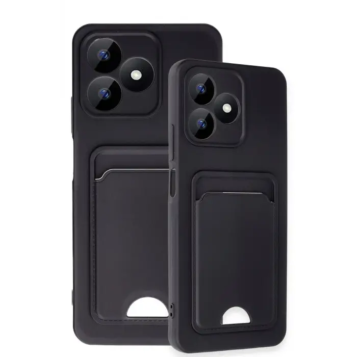 Lopard Realme Note 50 4g Kılıf Kelvin Kartvizitli Silikon - Siyah