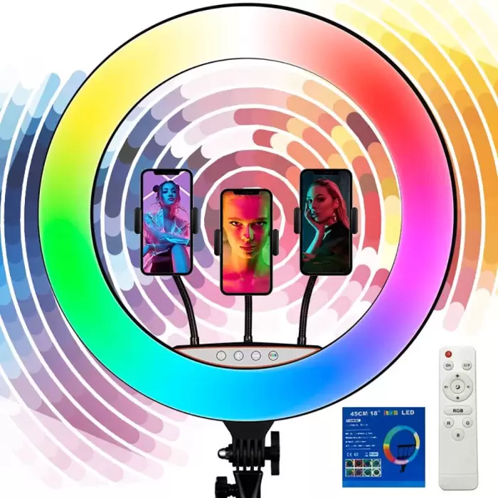  RGB Light 45cm Işıklı Telefon Tutucu Ring Light