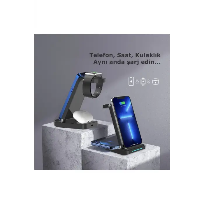 Lopard S90 4in1 Kablosuz Şarj Masaüstü Set - Siyah