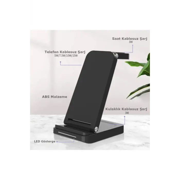 Lopard S90 4in1 Kablosuz Şarj Masaüstü Set - Siyah