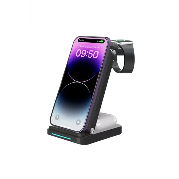 Lopard S90 4in1 Kablosuz Şarj Masaüstü Set - Siyah