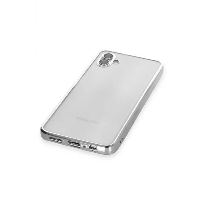 Lopard Samsung Galaxy A04 Kılıf Razer Lensli Silikon - Gümüş