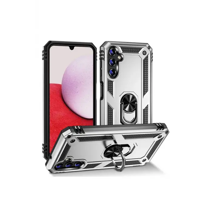 Lopard Samsung Galaxy A04s Kılıf Sofya Yüzüklü Silikon Kapak - Gümüş