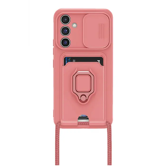 Lopard Samsung Galaxy A05s Kılıf Zuma Kartvizitli Yüzüklü Silikon - Pembe