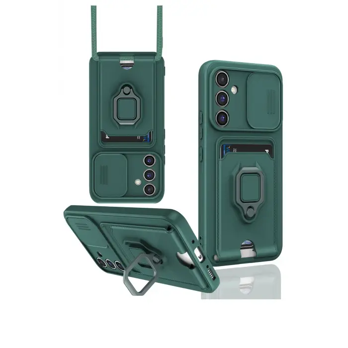 Lopard Samsung Galaxy A05s Kılıf Zuma Kartvizitli Yüzüklü Silikon - Yeşil