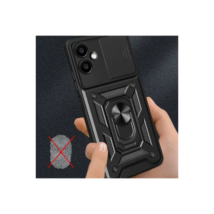 Lopard Samsung Galaxy A06 Kılıf Pars Lens Yüzüklü Silikon - Lacivert