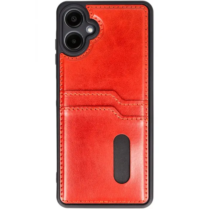 Lopard Samsung Galaxy A06 Kılıf Sara Kartvizitli Deri Kılıf - Kırmızı