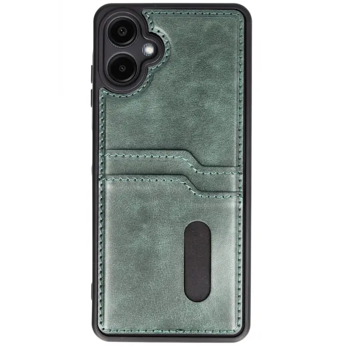 Lopard Samsung Galaxy A06 Kılıf Sara Kartvizitli Deri Kılıf - Koyu Yeşil