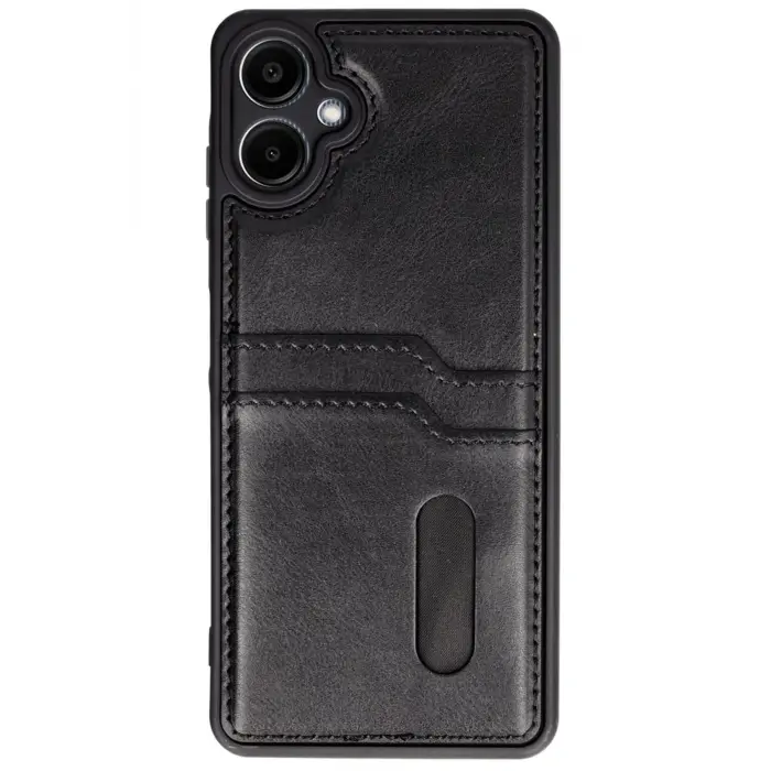 Lopard Samsung Galaxy A06 Kılıf Sara Kartvizitli Deri Kılıf - Siyah