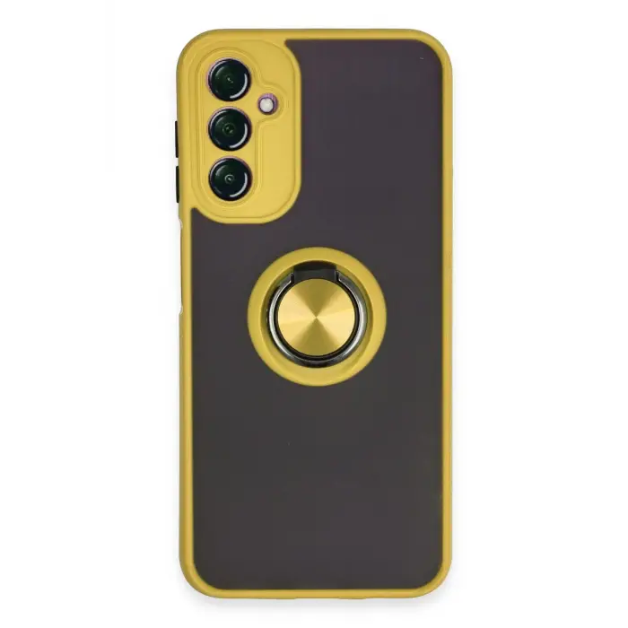 Lopard Samsung Galaxy A14 4g Kılıf Montreal Yüzüklü Silikon Kapak - Sarı
