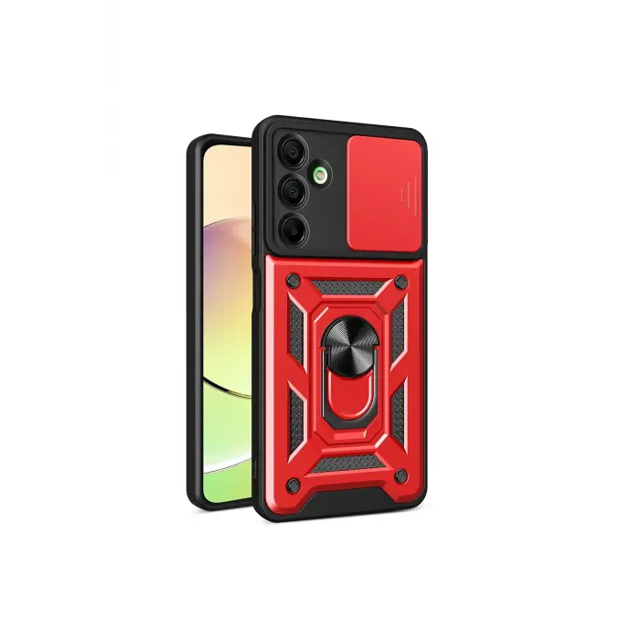 Lopard Samsung Galaxy A16 5g Kılıf Pars Lens Yüzüklü Silikon - Kırmızı