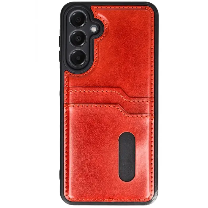 Lopard Samsung Galaxy A16 5g Kılıf Sara Kartvizitli Deri Kılıf - Kırmızı