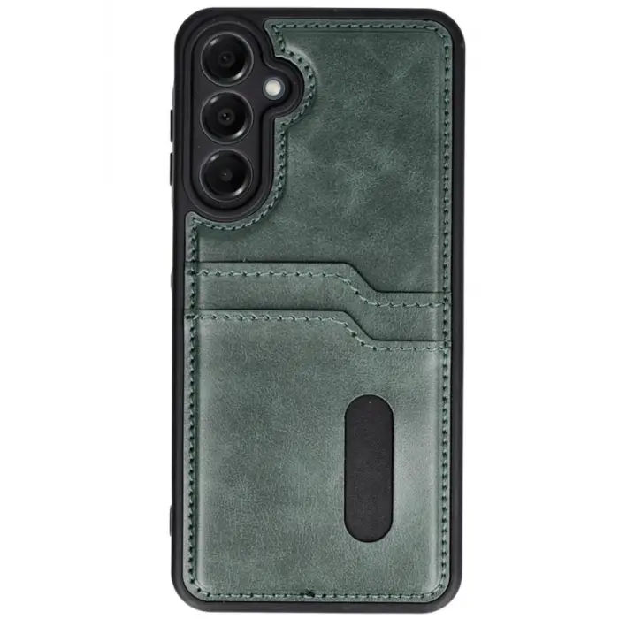 Lopard Samsung Galaxy A16 5g Kılıf Sara Kartvizitli Deri Kılıf - Koyu Yeşil