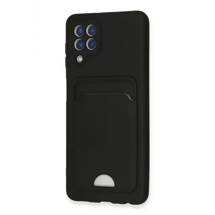 Lopard Samsung Galaxy A22 Kılıf Kelvin Kartvizitli Silikon - Siyah