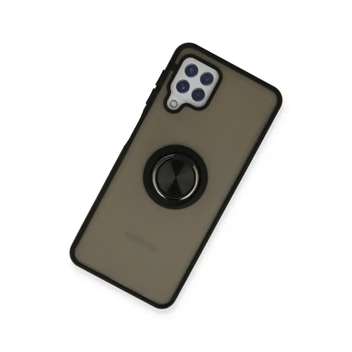 Lopard Samsung Galaxy A22 Kılıf Montreal Yüzüklü Silikon Kapak - Siyah