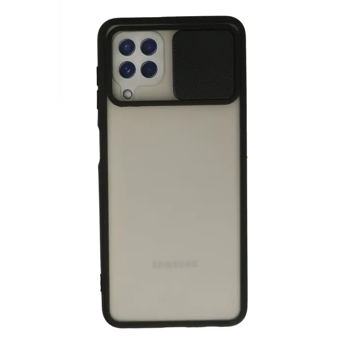 Lopard Samsung Galaxy A22 Kılıf Palm Buzlu Kamera Sürgülü Silikon - Siyah