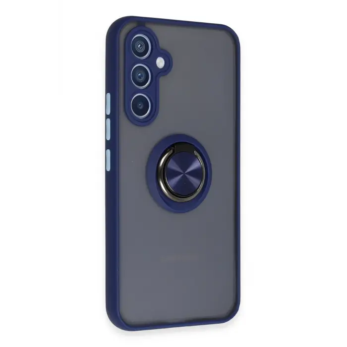 Lopard Samsung Galaxy A34 5g Kılıf Montreal Yüzüklü Silikon Kapak - Lacivert