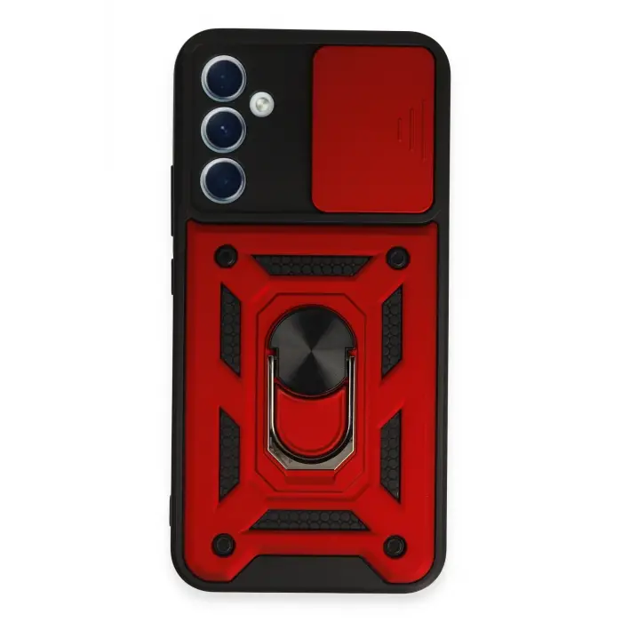 Lopard Samsung Galaxy A34 5g Kılıf Pars Lens Yüzüklü Silikon - Kırmızı