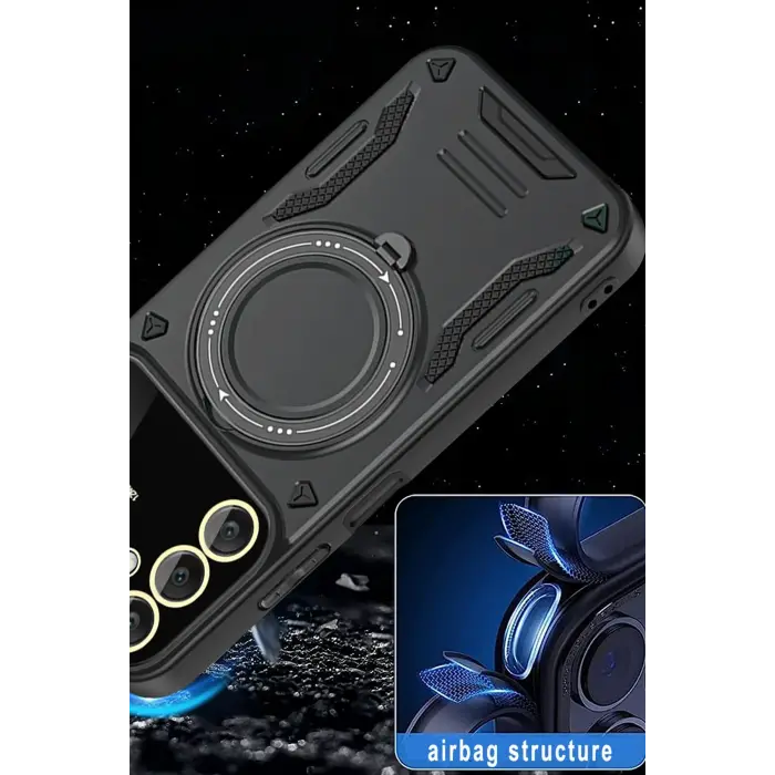 Lopard Samsung Galaxy A35 5g Kılıf Joy Lens Standlı Kapak - Siyah