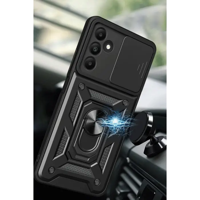 Lopard Samsung Galaxy M15 Kılıf Pars Lens Yüzüklü Silikon - Gold