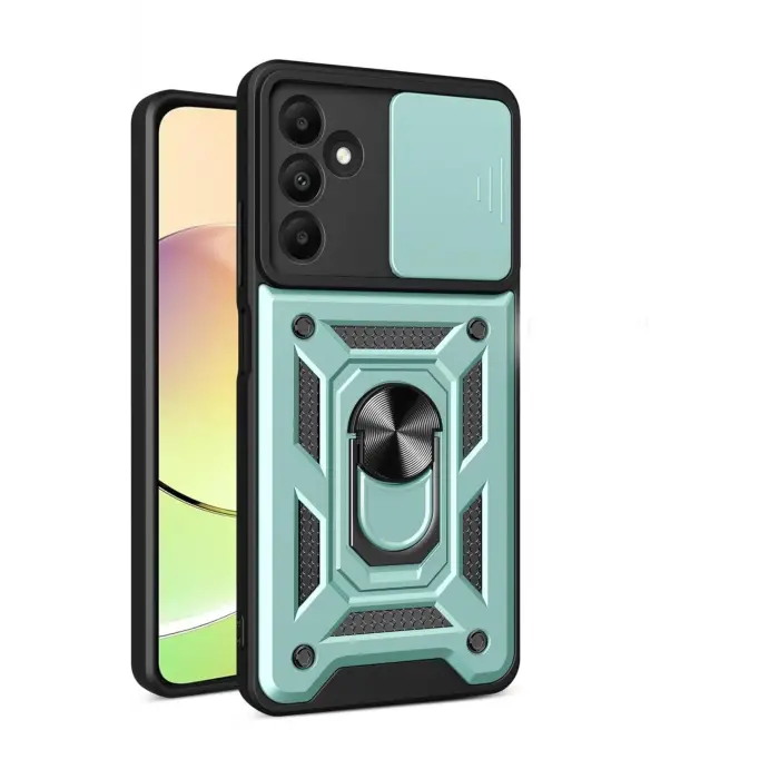 Lopard Samsung Galaxy M15 Kılıf Pars Lens Yüzüklü Silikon - Yeşil