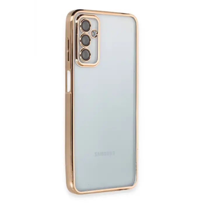 Lopard Samsung Galaxy M23 Kılıf Razer Lensli Silikon - Gold