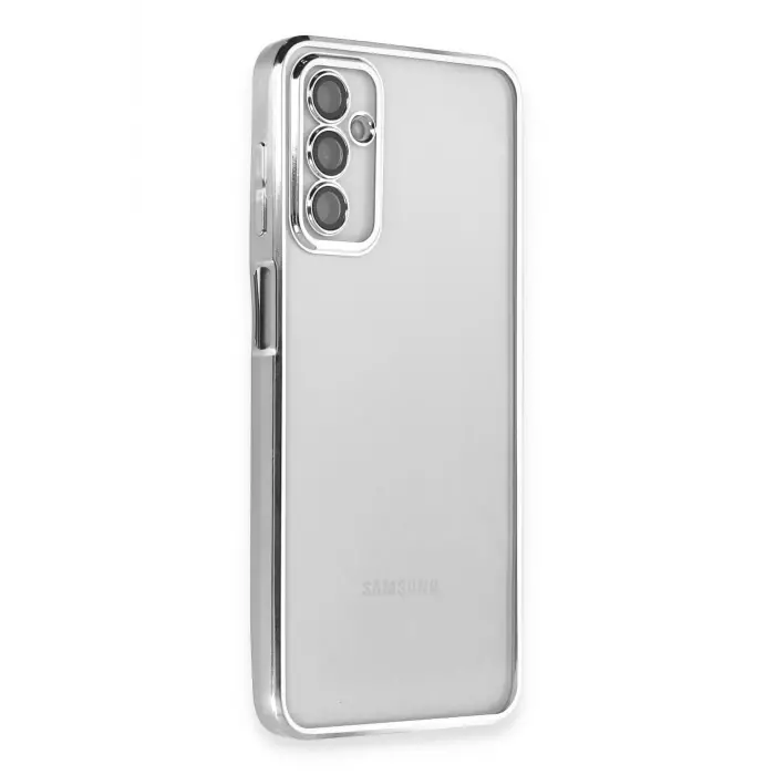 Lopard Samsung Galaxy M23 Kılıf Razer Lensli Silikon - Gümüş