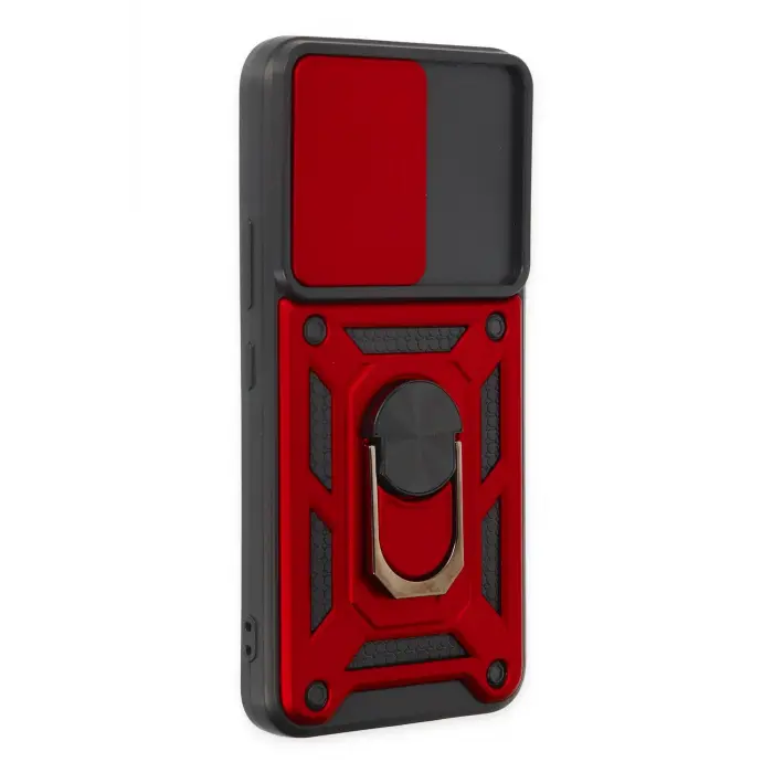 Lopard Samsung Galaxy S22 Kılıf Pars Lens Yüzüklü Silikon - Kırmızı