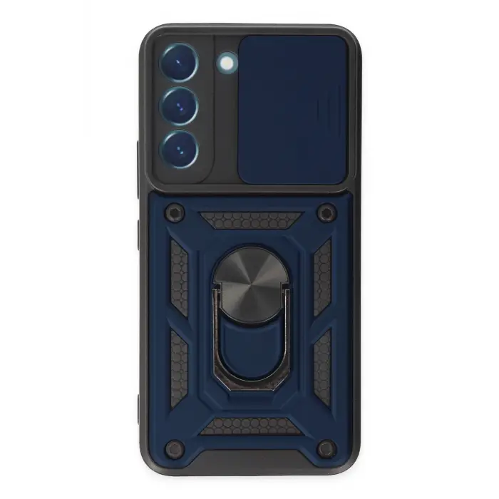 Lopard Samsung Galaxy S22 Kılıf Pars Lens Yüzüklü Silikon - Lacivert