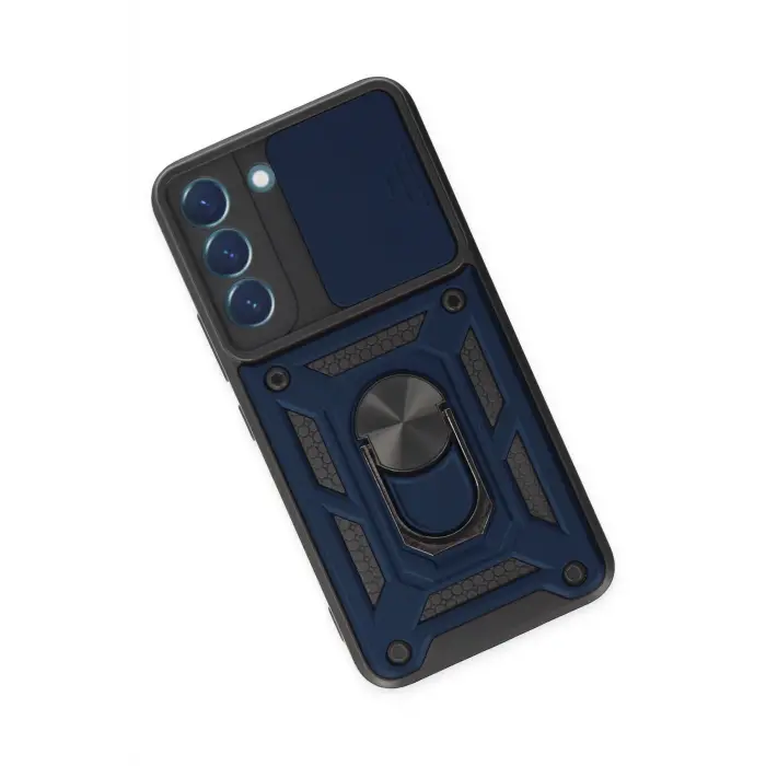 Lopard Samsung Galaxy S22 Kılıf Pars Lens Yüzüklü Silikon - Lacivert