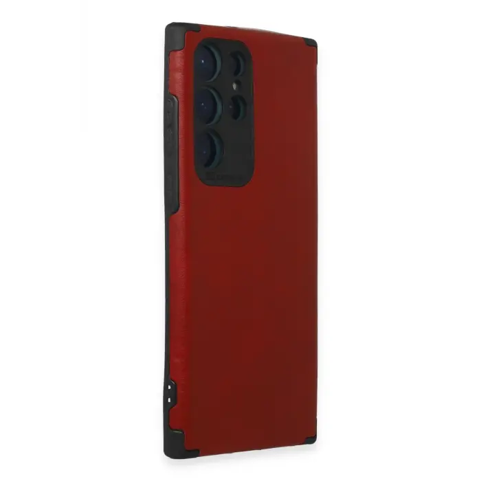 Lopard Samsung Galaxy S22 Ultra Kılıf Loop Deri Silikon - Kırmızı