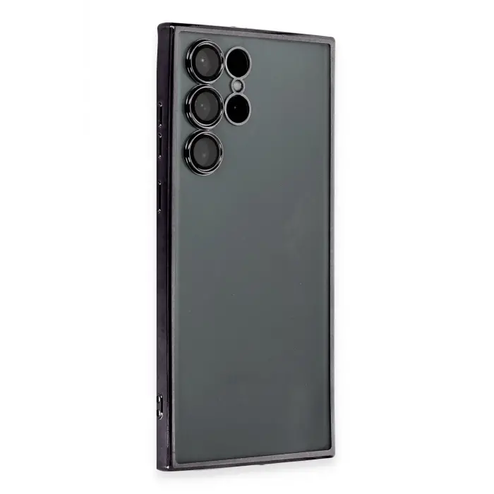 Lopard Samsung Galaxy S22 Ultra Kılıf Razer Lensli Silikon - Siyah