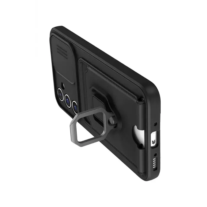 Lopard Samsung Galaxy S23 Fe Kılıf Zuma Kartvizitli Yüzüklü Silikon - Siyah