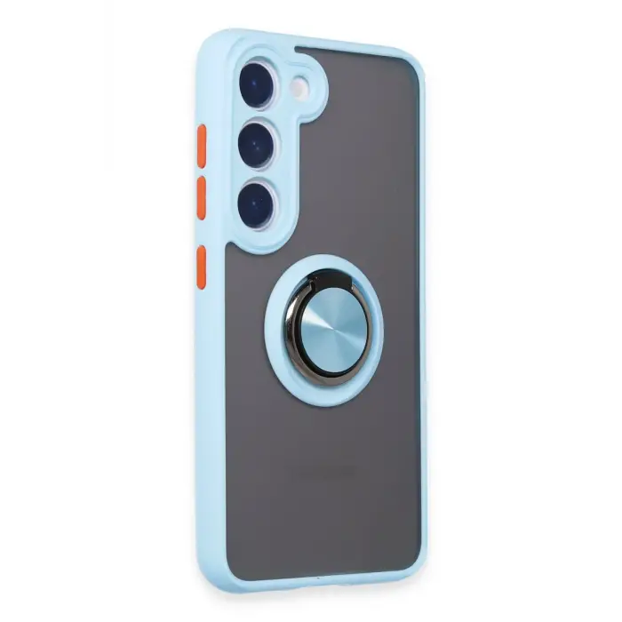 Lopard Samsung Galaxy S23 Kılıf Montreal Yüzüklü Silikon Kapak - Buz Mavi
