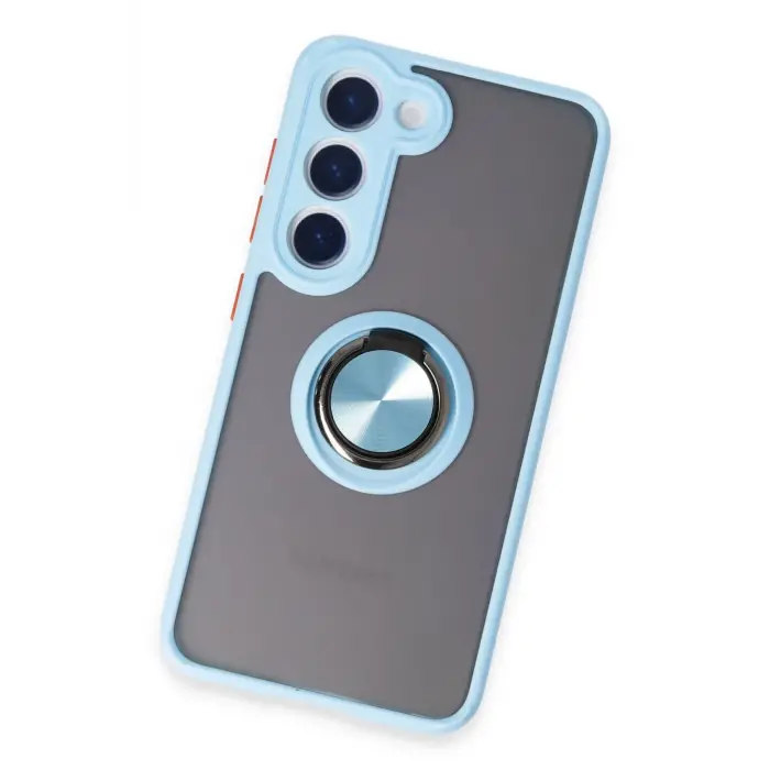 Lopard Samsung Galaxy S23 Kılıf Montreal Yüzüklü Silikon Kapak - Buz Mavi