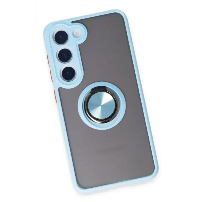 Lopard Samsung Galaxy S23 Kılıf Montreal Yüzüklü Silikon Kapak - Buz Mavi