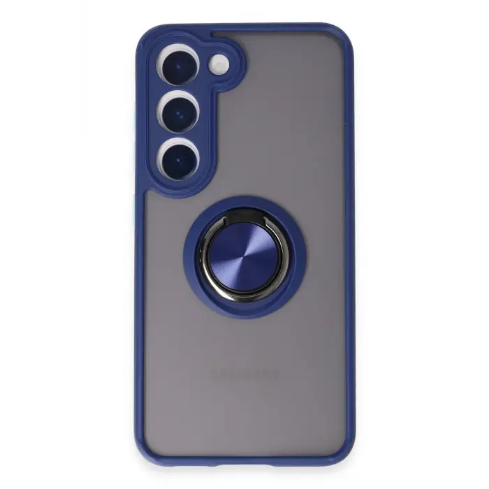 Lopard Samsung Galaxy S23 Kılıf Montreal Yüzüklü Silikon Kapak - Lacivert