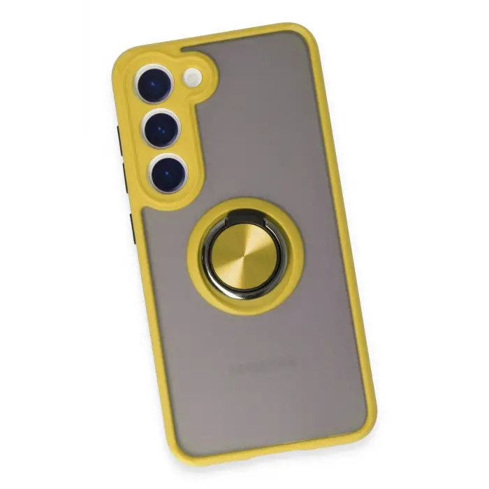 Lopard Samsung Galaxy S23 Kılıf Montreal Yüzüklü Silikon Kapak - Sarı