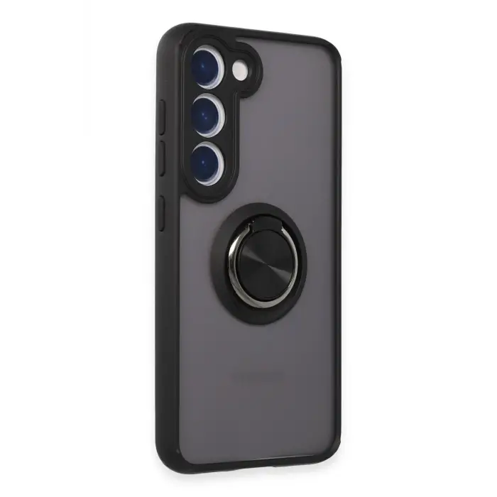 Lopard Samsung Galaxy S23 Kılıf Montreal Yüzüklü Silikon Kapak - Siyah