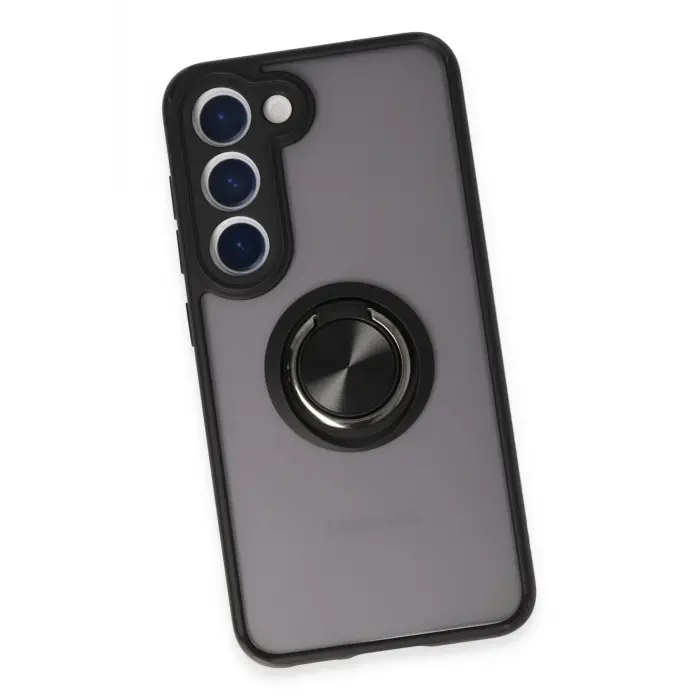 Lopard Samsung Galaxy S23 Kılıf Montreal Yüzüklü Silikon Kapak - Siyah