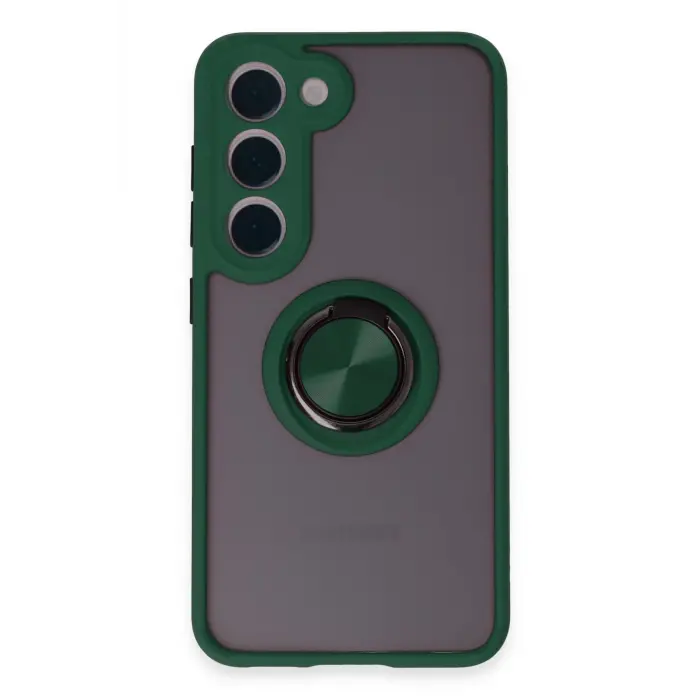 Lopard Samsung Galaxy S23 Kılıf Montreal Yüzüklü Silikon Kapak - Yeşil