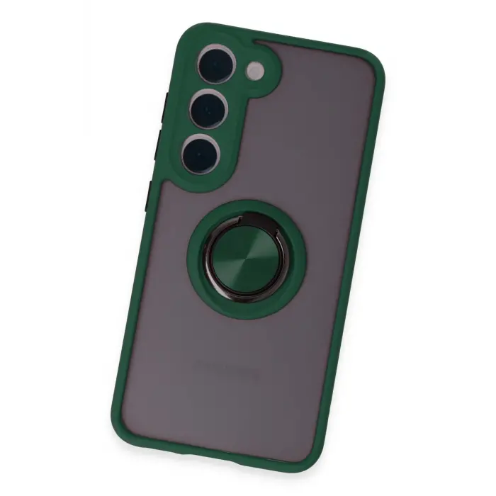 Lopard Samsung Galaxy S23 Kılıf Montreal Yüzüklü Silikon Kapak - Yeşil