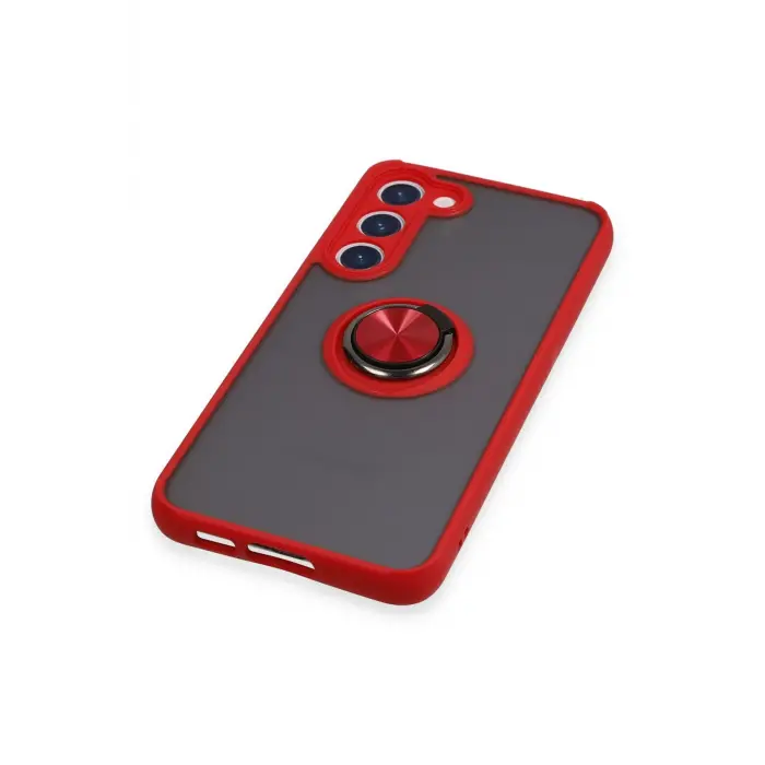 Lopard Samsung Galaxy S23 Plus Kılıf Montreal Yüzüklü Silikon Kapak - Kırmızı