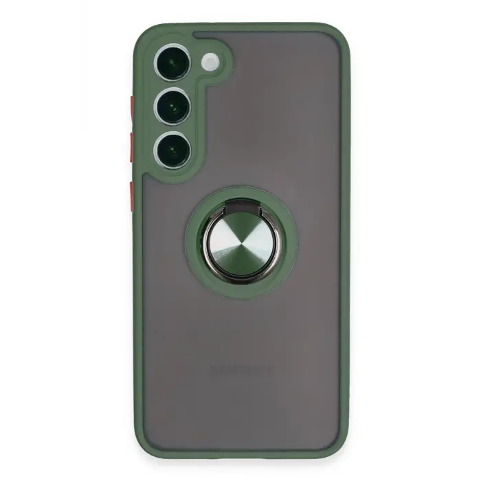 Lopard Samsung Galaxy S23 Plus Kılıf Montreal Yüzüklü Silikon Kapak - Yeşil