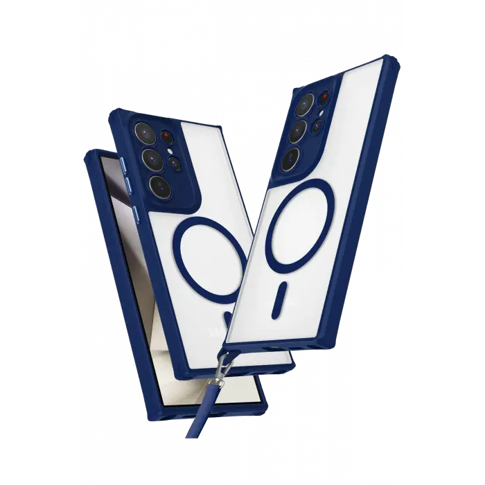 Lopard Samsung Galaxy S23 Ultra Kılıf Enka Magsafe Silikon Kılıf - Lacivert