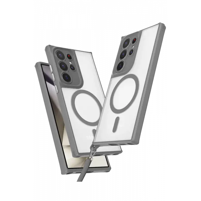 Lopard Samsung Galaxy S23 Ultra Kılıf Enka Magsafe Silikon Kılıf - Titan Gri